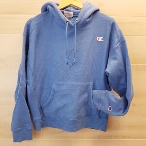 {L} Champion Reverse Weave Blue Drawstring Hoodie